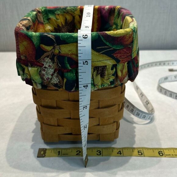 Longaberger Handwoven Basket 1996 Vegetable Cloth Liner Fall Tissue Spoon Rectan - Picture 8 of 9